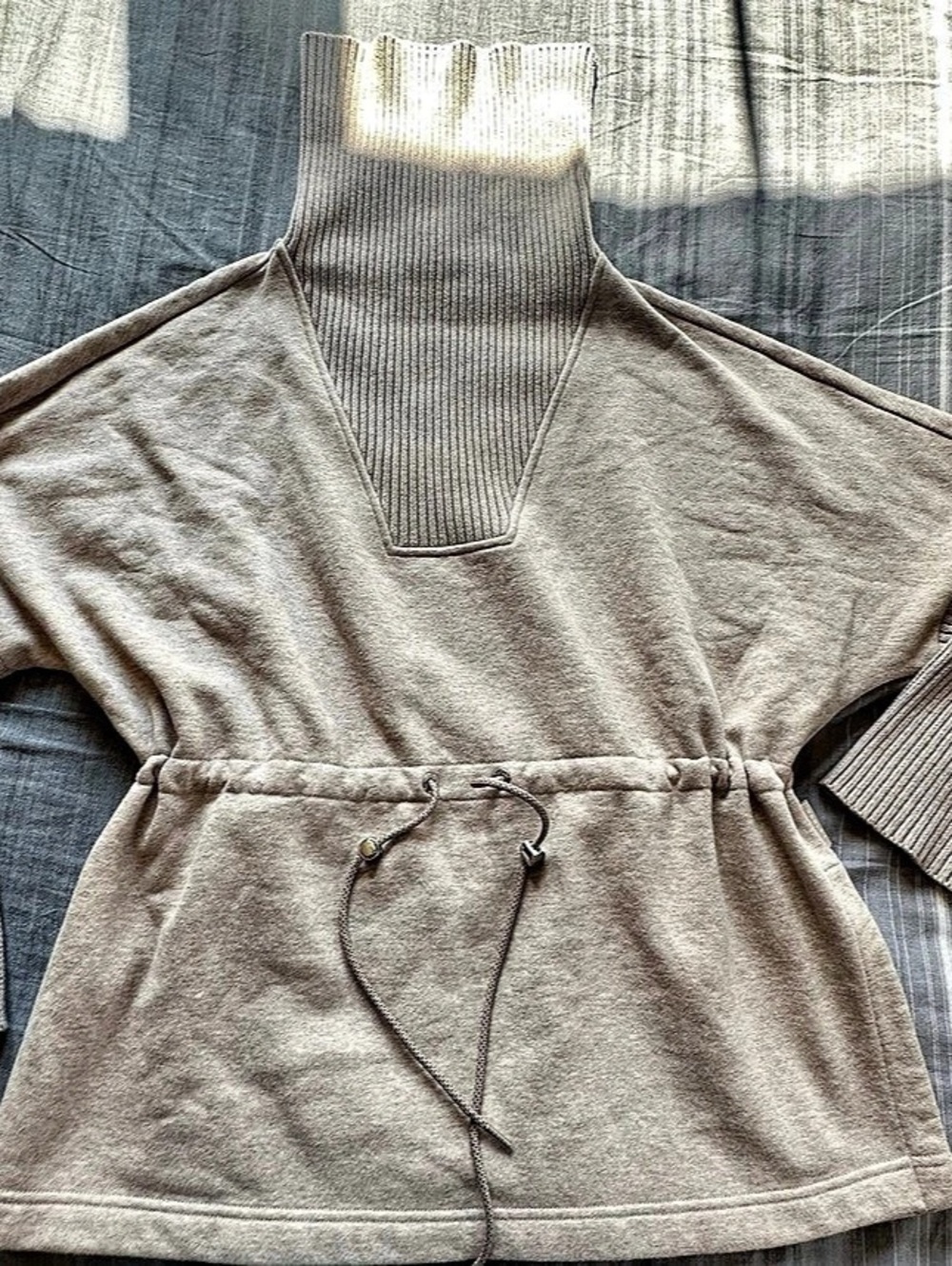 Varley Ethel Cinch Waist Sweat Longline Turtleneck Light Brown sz Medium